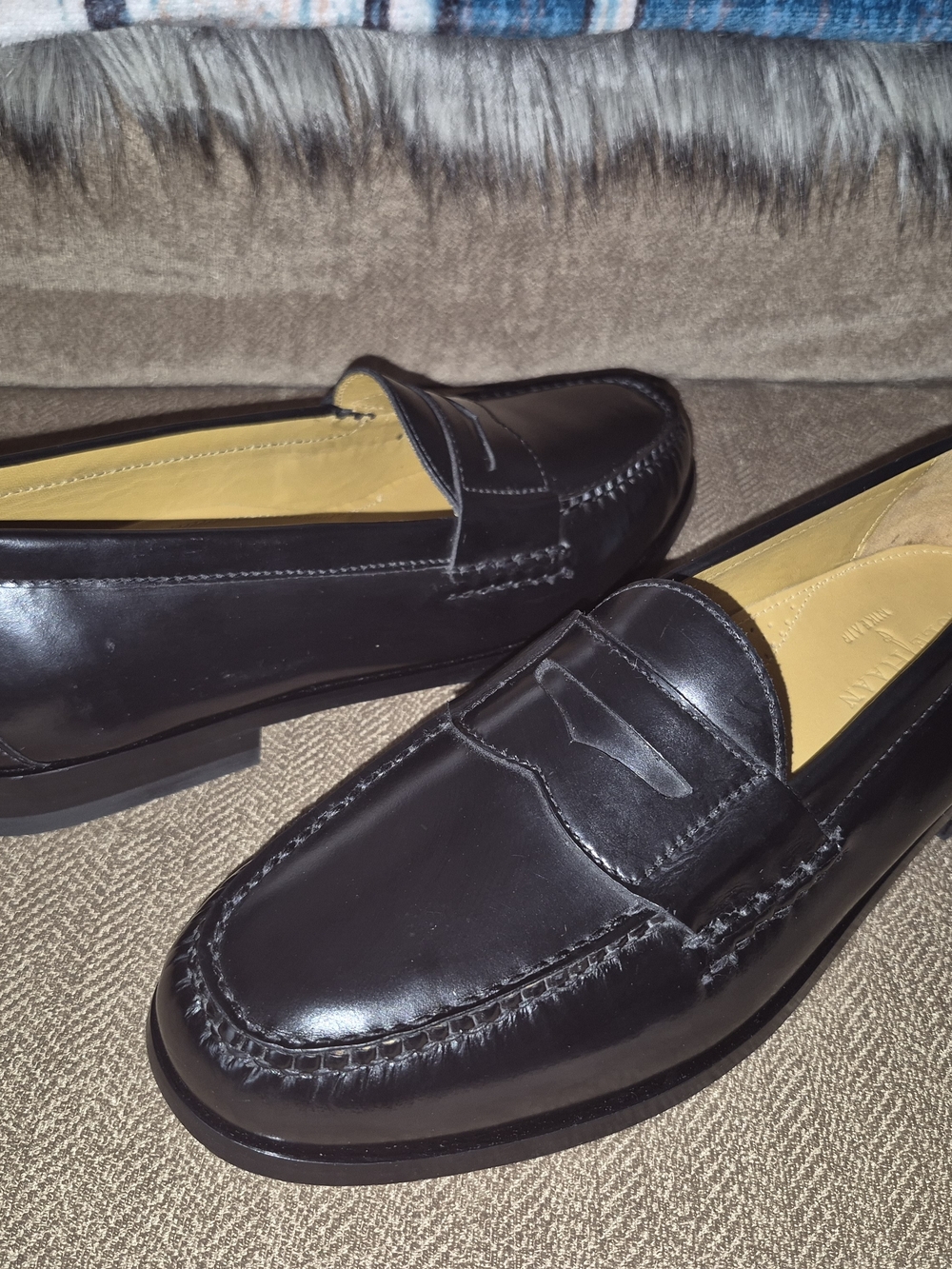 🔥Cole Haan Nike Air 9.5 US Men's Penny Loafers Black Polished Premium Leather